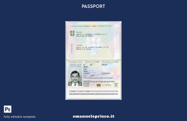 modello di passaporto diplomatico serbo in stile verificato ( ).